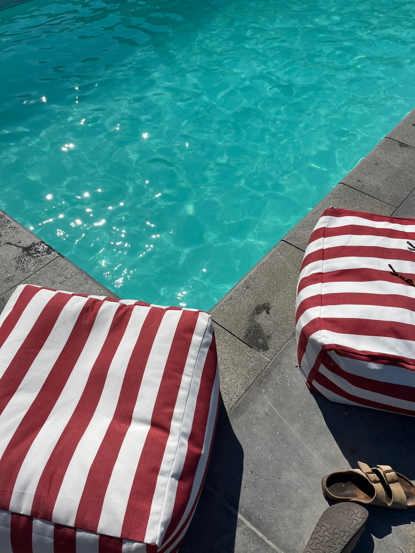 Red Stripe Pouf