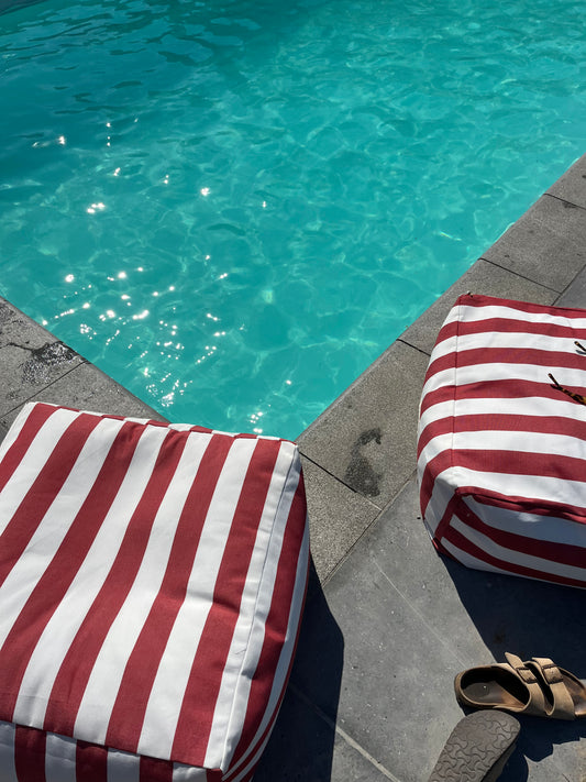Red Stripe Pouf