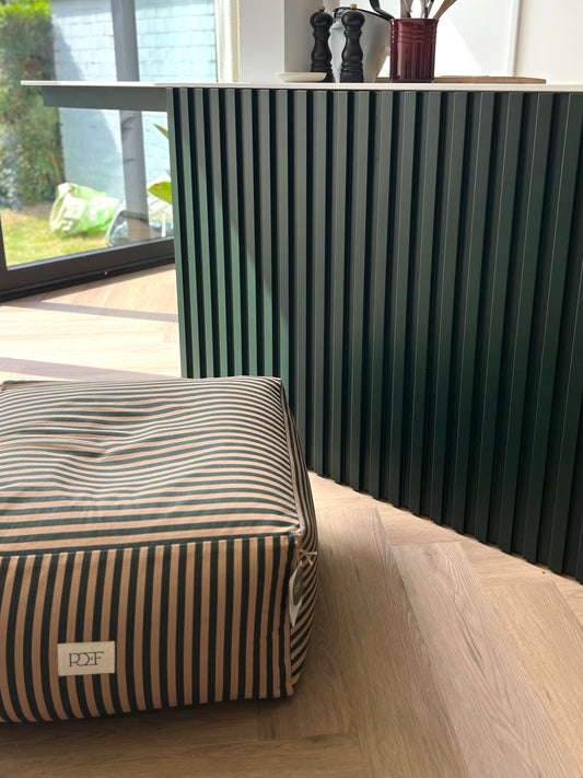 Beige striped pouf