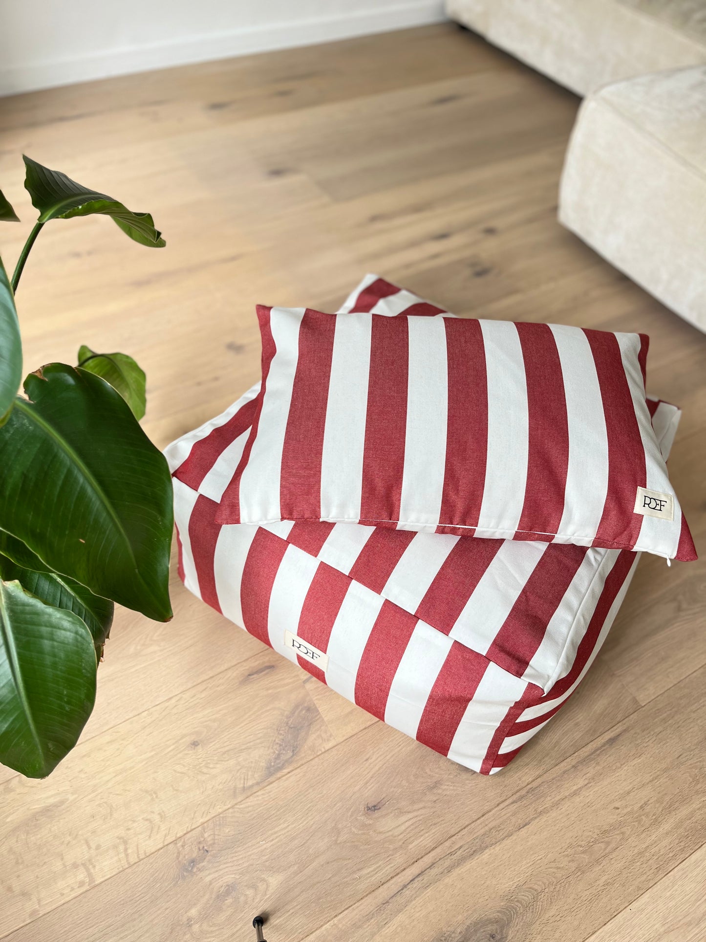 Red Stripe Pouf