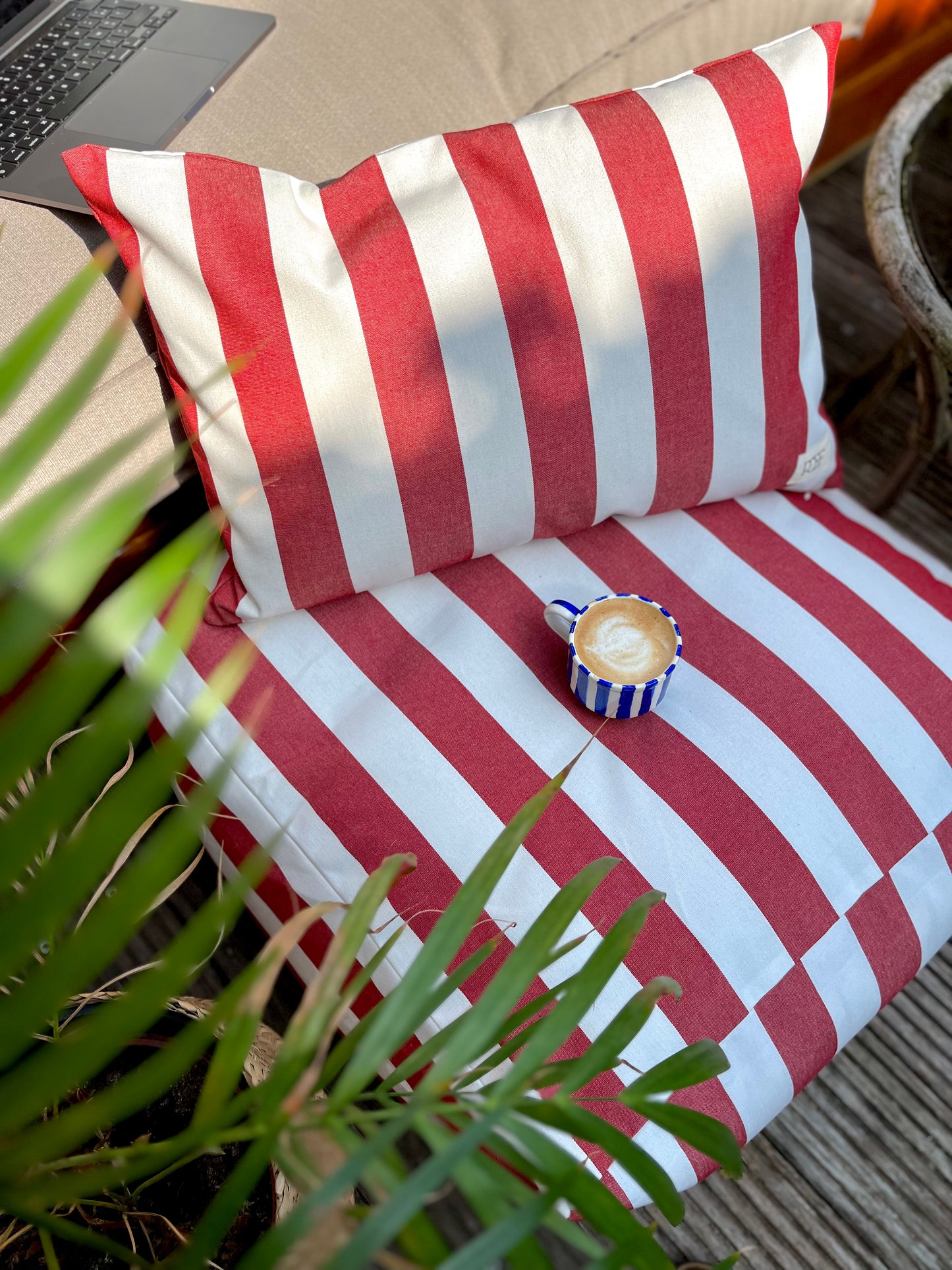 Red Stripe Pouf